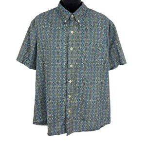 Kennington Mens Extra Large Cotton Short Sleeve Button Up Shirt Blue Floral EUC